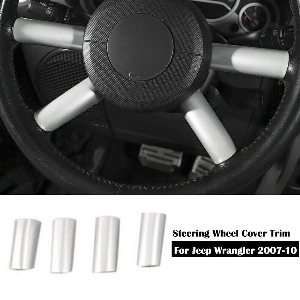 Interior Steering Wheel Cover Trim Decor For Jeep Wrangler JK 2007-2010 Silver
