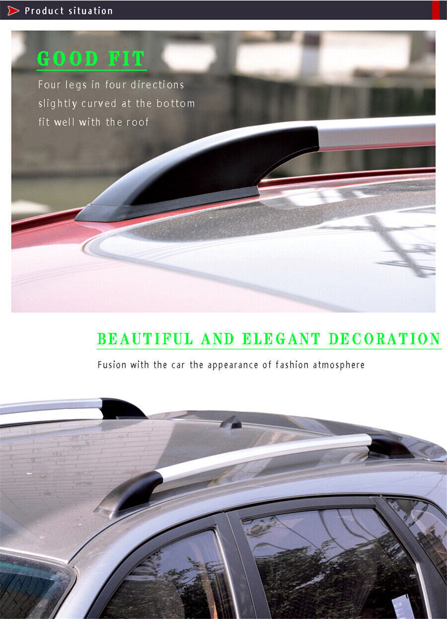 Black Decorative Roof Rack Aluminum Alloy Side Bars Rails For MPV SUV hatchback
