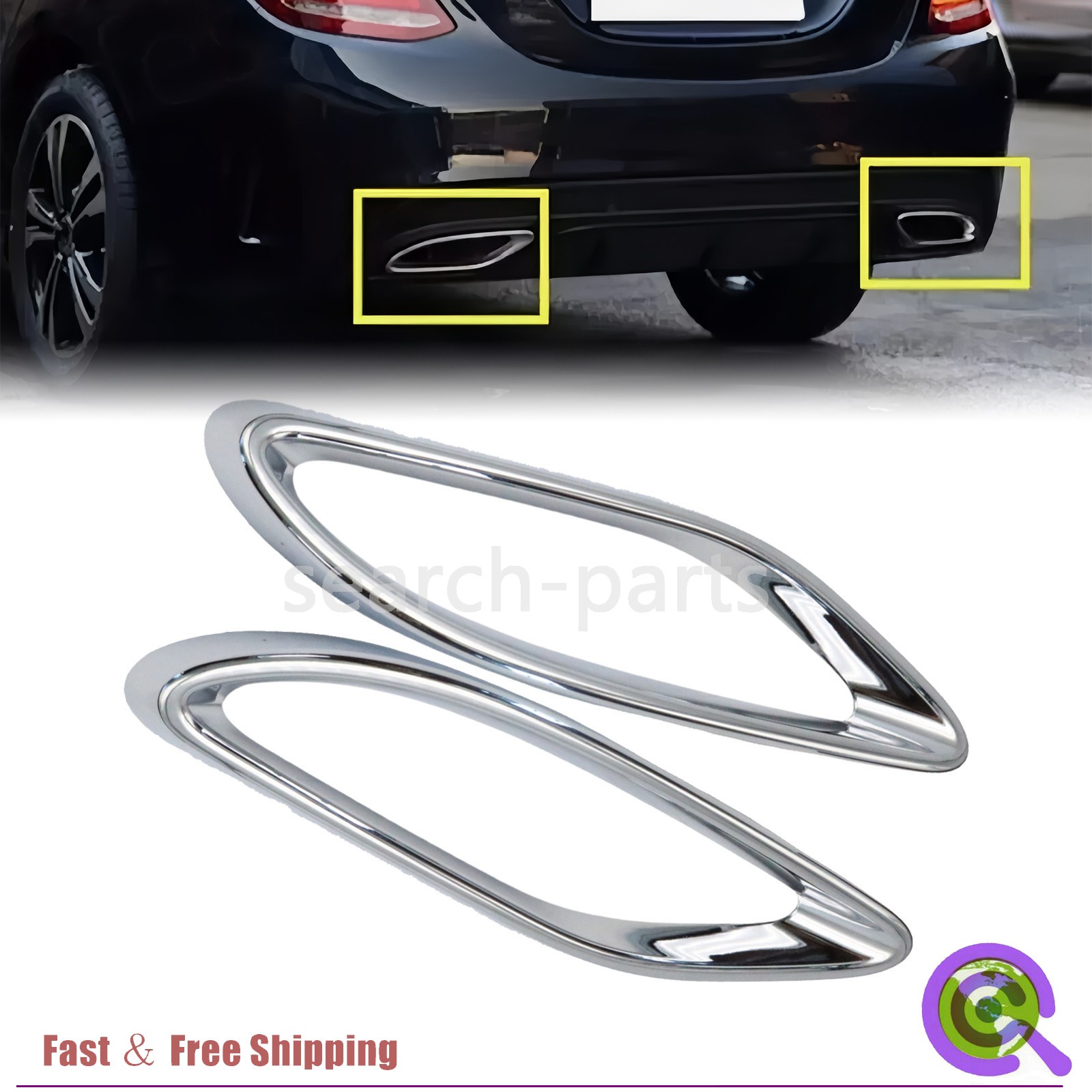 L+R Bumper Trim Chrome For Mercedes-Benz 2019-2022 A220 2018 E400 2021 E350