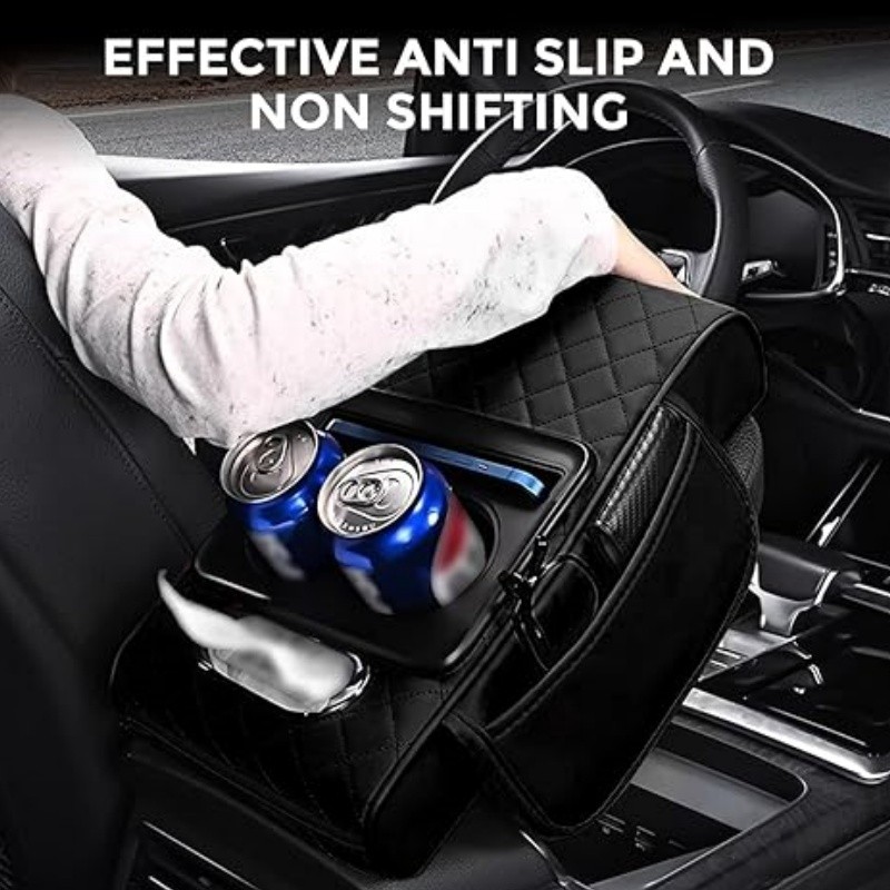 Car Arm Rest Cover Car Center Console Cover with Cup Holders and Tissue Box Slot