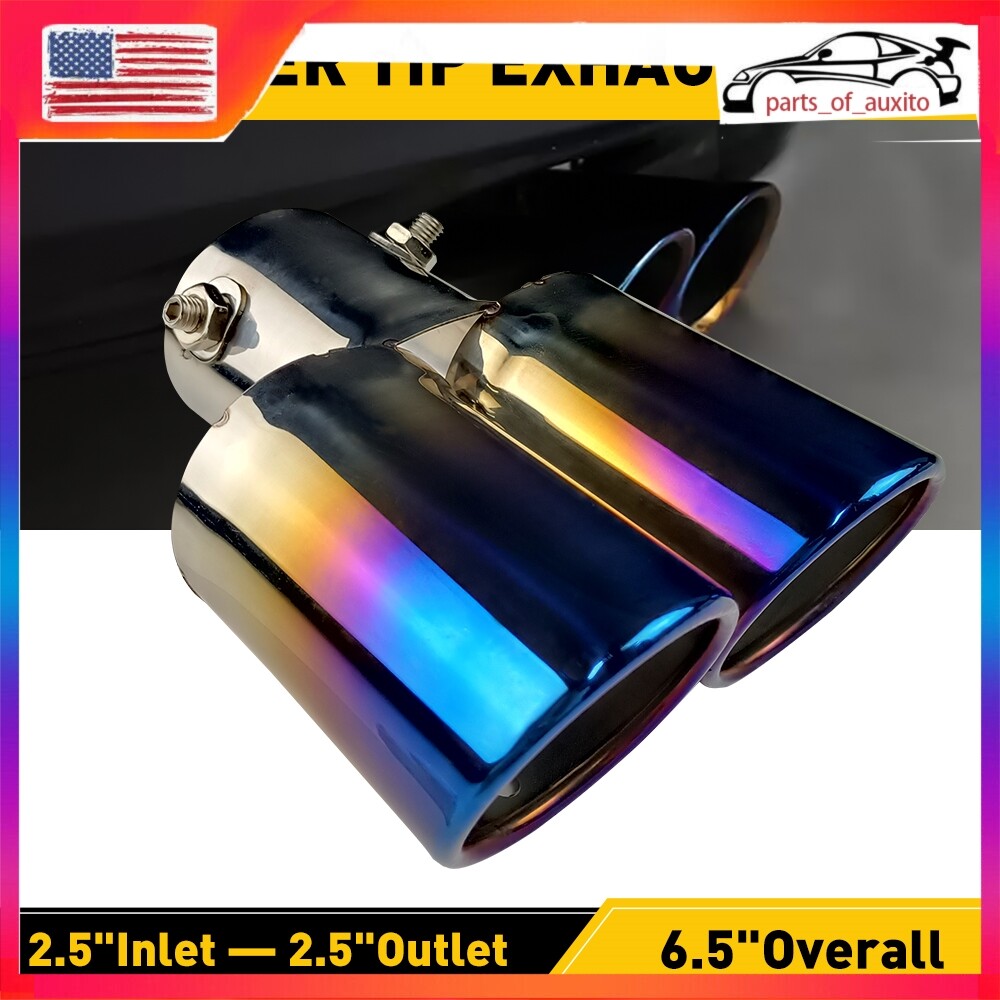 Car Auto Blue Rear Exhaust Pipe Tail Tip Throat Muffler Tailpipe Auto Parts NEW