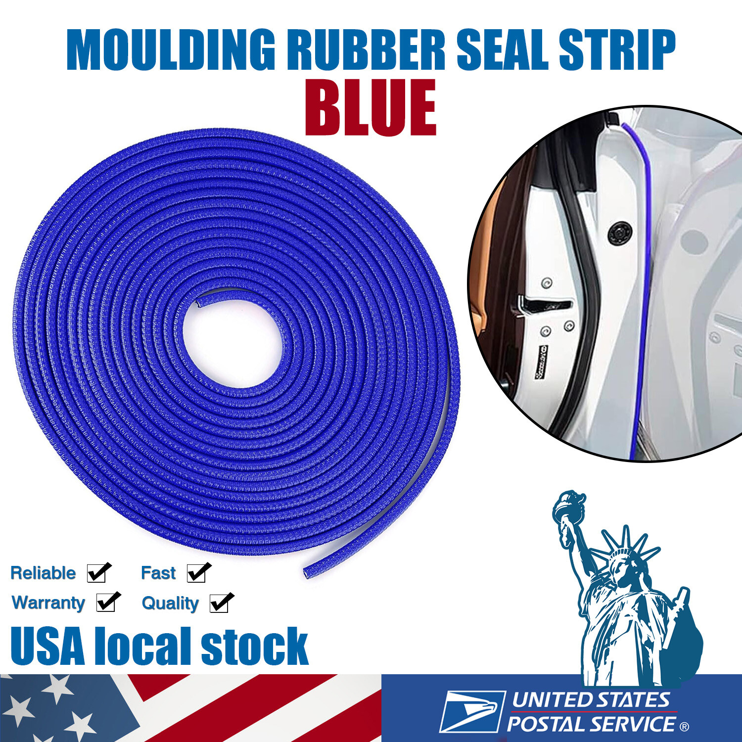40FT/12M Blue Car Door Edge Trim Lock Guard Moulding Rubber Seal Strip Protect