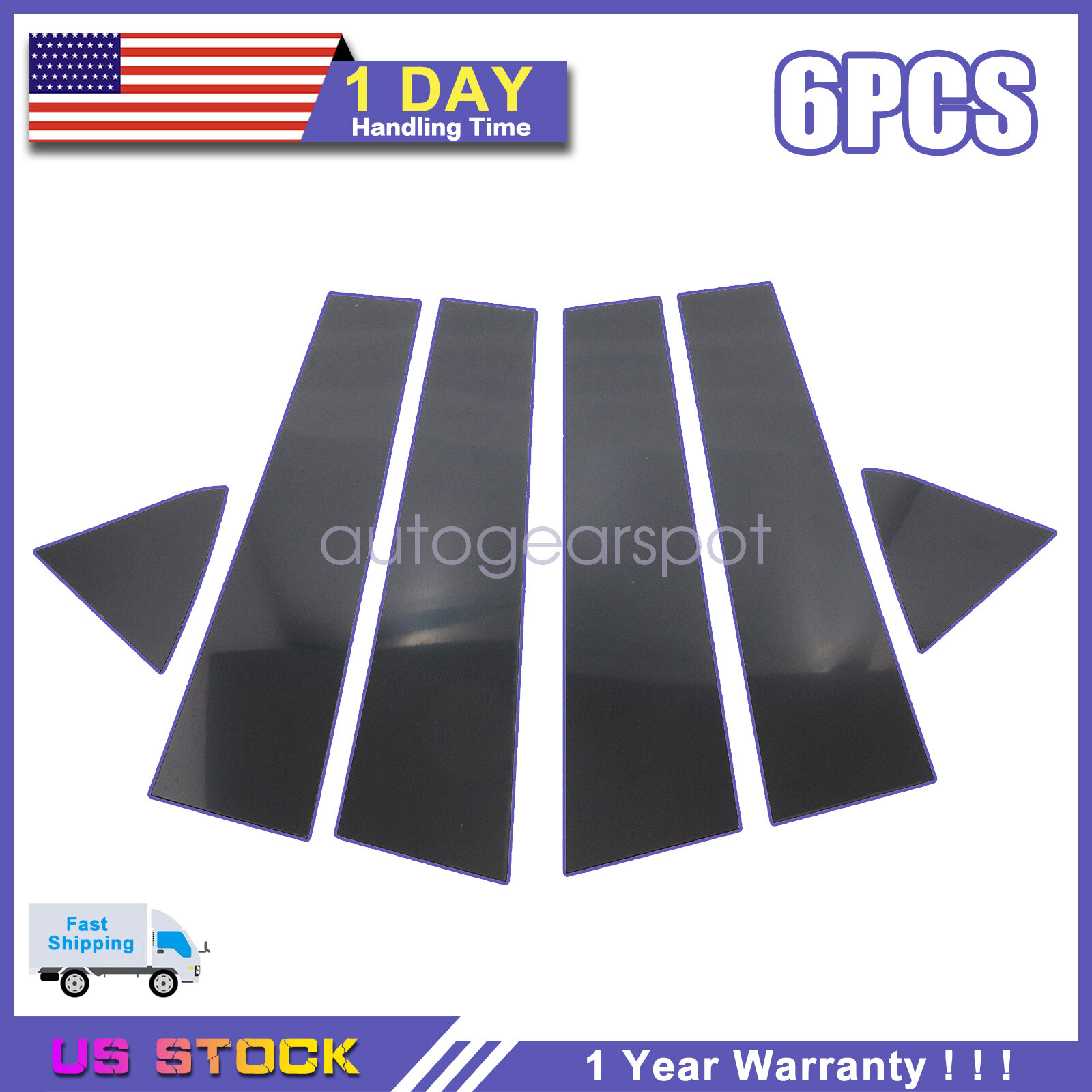 For Dodge Charger 2006-2010 Pillar Posts Door Window Trim Cover Glossy Black US