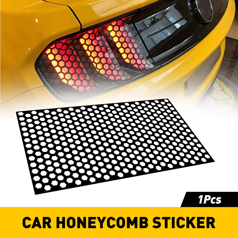 1* Black Honeycomb Sticker Car Rear Tail Light Cover Tail-lamp Decal Auto Parts