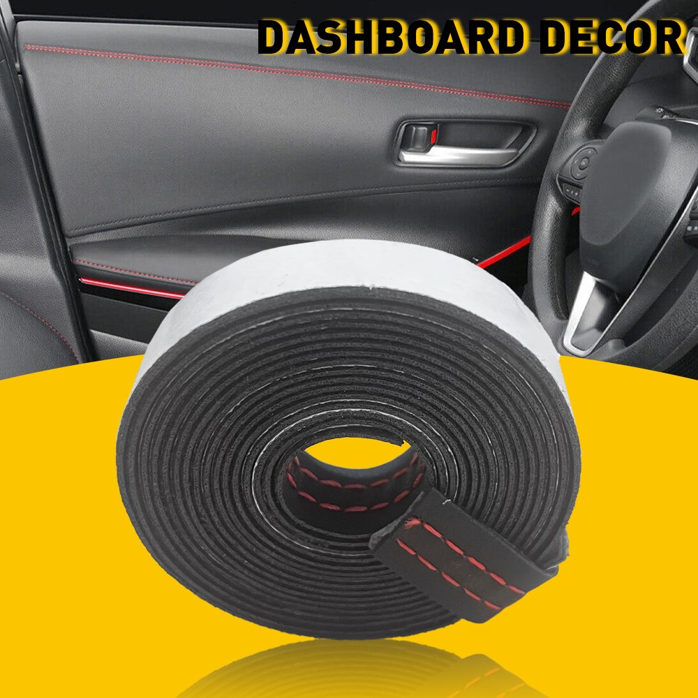 Red Mouldings Trim Decor Line Strip PU Leather For Car/Auto Door Dashboard Strip