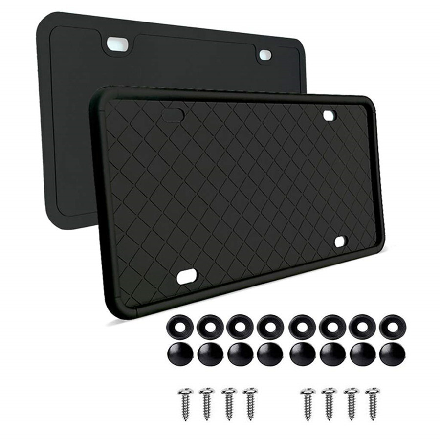 Car License Plate Holder Front Rear Mounting Bracket Silicone Protector 31x16cm