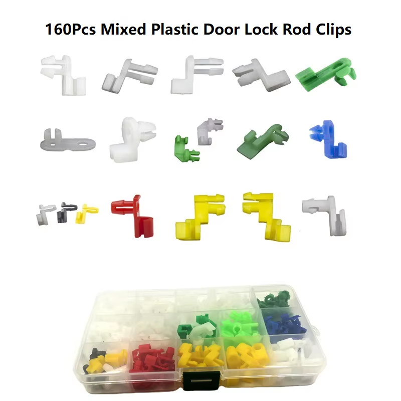 Mixed Car Door Lock Rod Clips Fasteners Retainers Rivets Assortment Kit 160Pcs