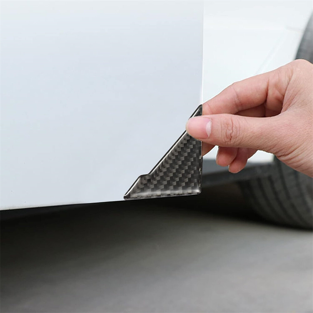 4x Carbon Fiber Texture Car SUV Truck Door Corner Anti-Collision Strip Trim Set