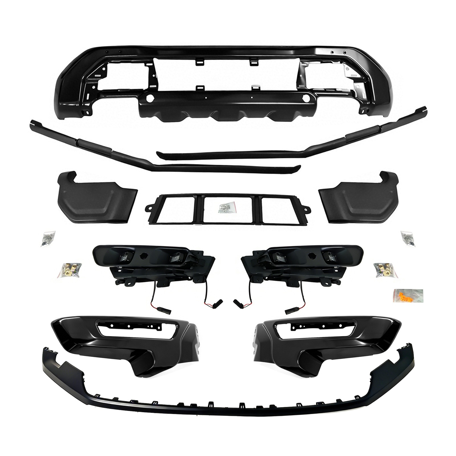 Complete Front Bumper Face Bar Kit W/ Foglights For 2024-2025 Ford F-150 Raptor