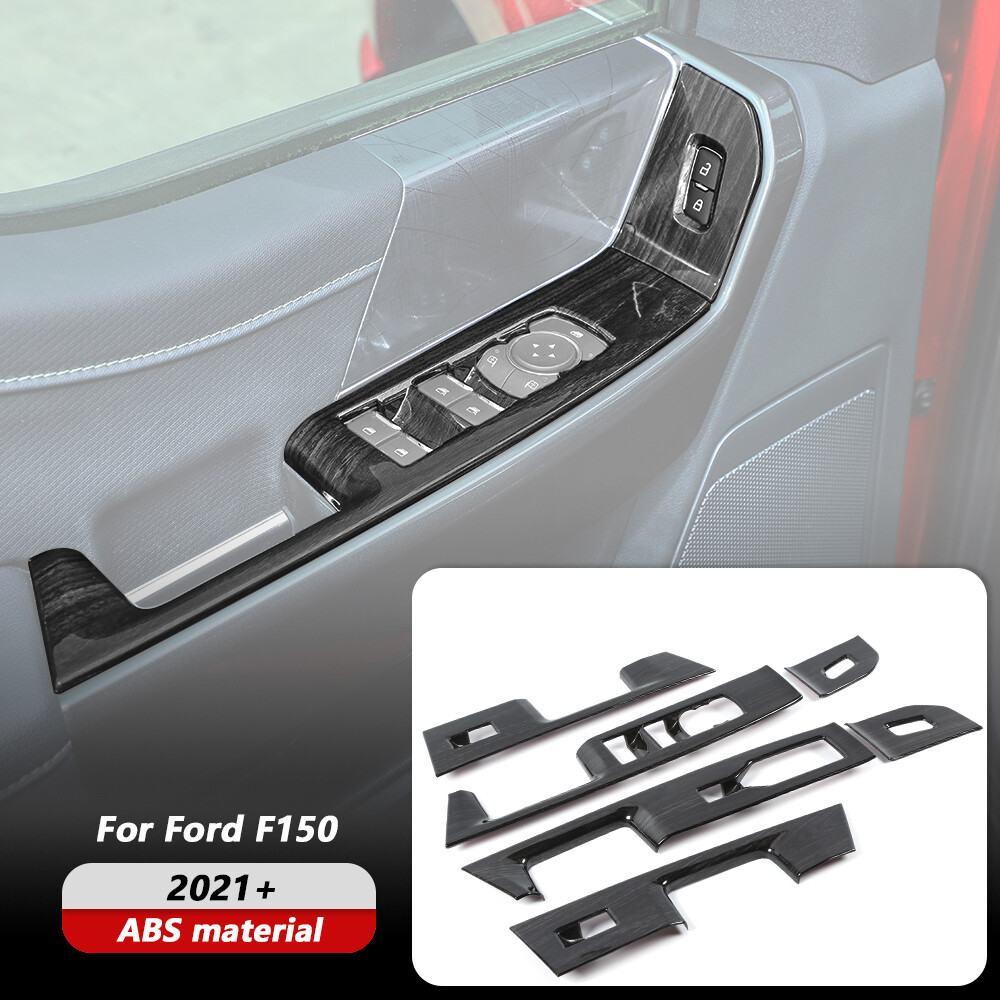 Car Window Lift Panel Switch Cover Trim For Ford F150 2021-2023 Black Wood Grain