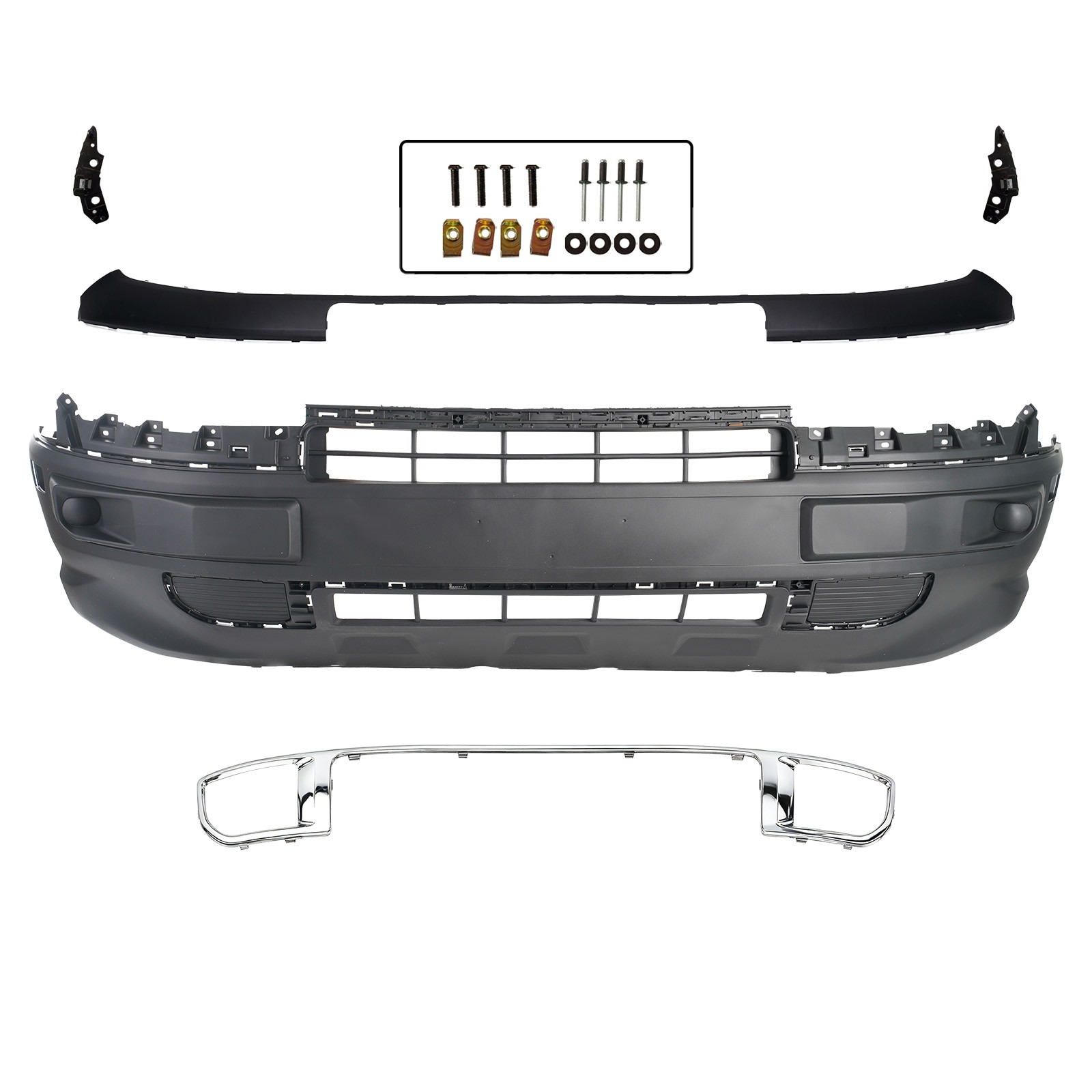 For 2021-2024 Ford Bronco Sport Front Upper Lower Bumper Cover Chrome Trim