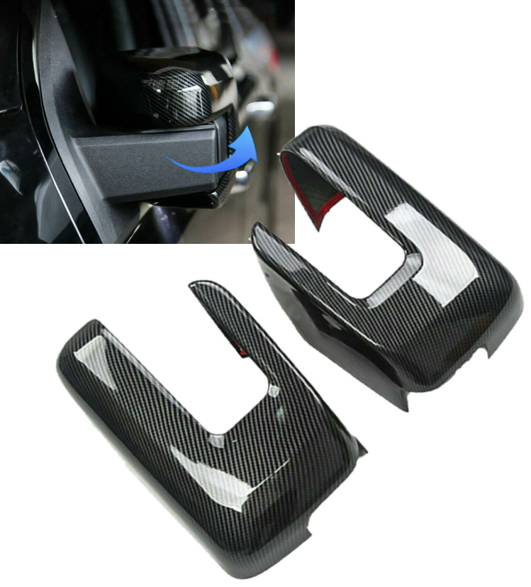 Gloss Carbon Fiber Print Side Mirror Cover Plastic Trim ABS Fits 21-23 F-150