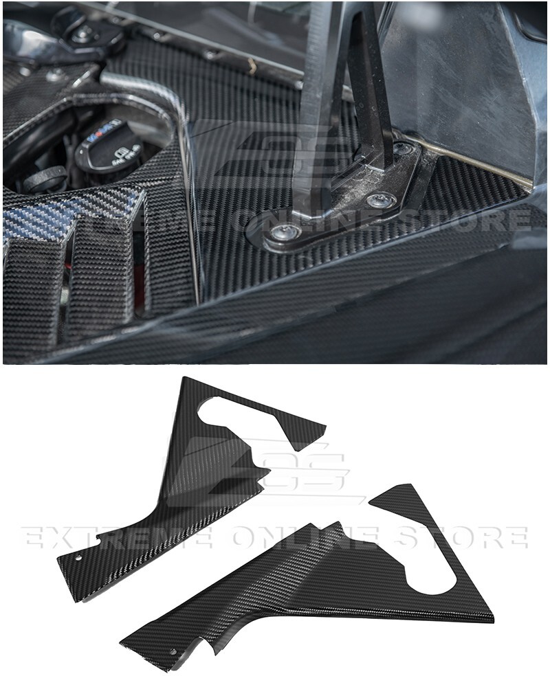 For 20-Up Corvette C8 CARBON FIBER Engine Bay Trim Appearance Corner Vent Cover