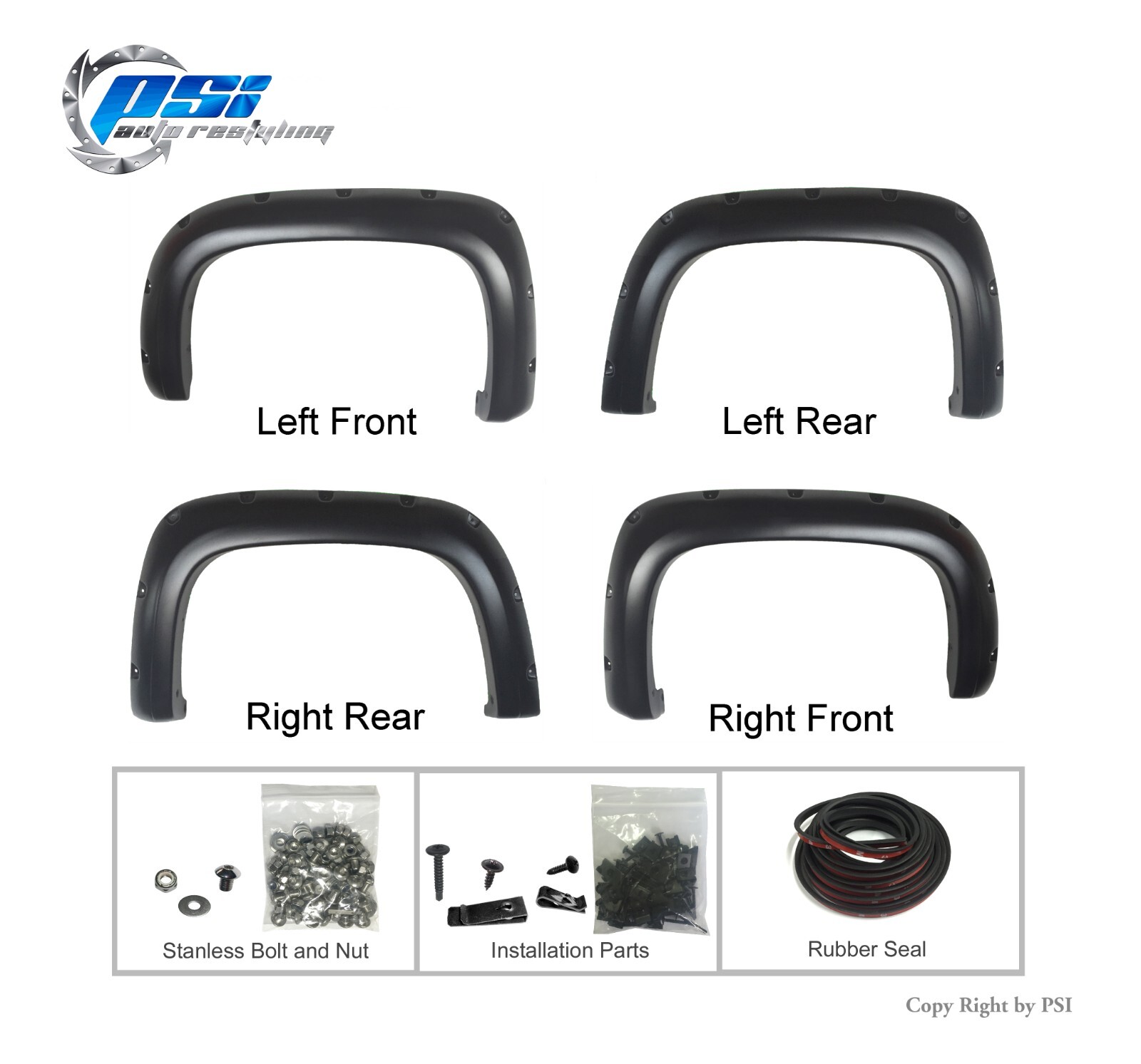 Pocket Bolt Paintable Fender Flares Fits Chevrolet Colorado 15-21 ;6’2″ Bed Only