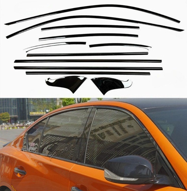 12P Glossy Black Windows Strip Sill Molding Cover Fit For 2014-2025 Infiniti Q50