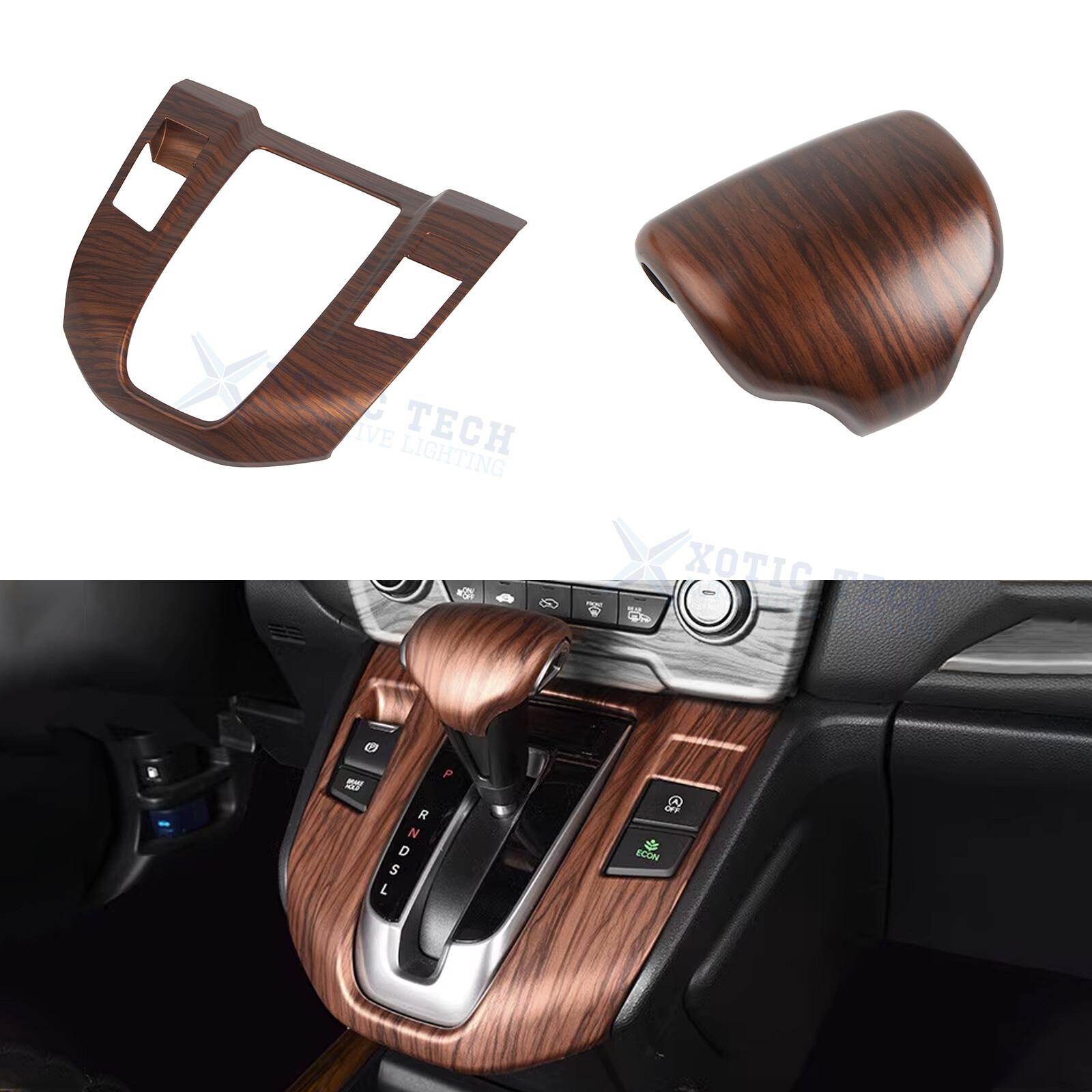 Peach Wood Grain Gear Panel Shifter Lever Knob Cover Trim For Honda CR-V 2017-22