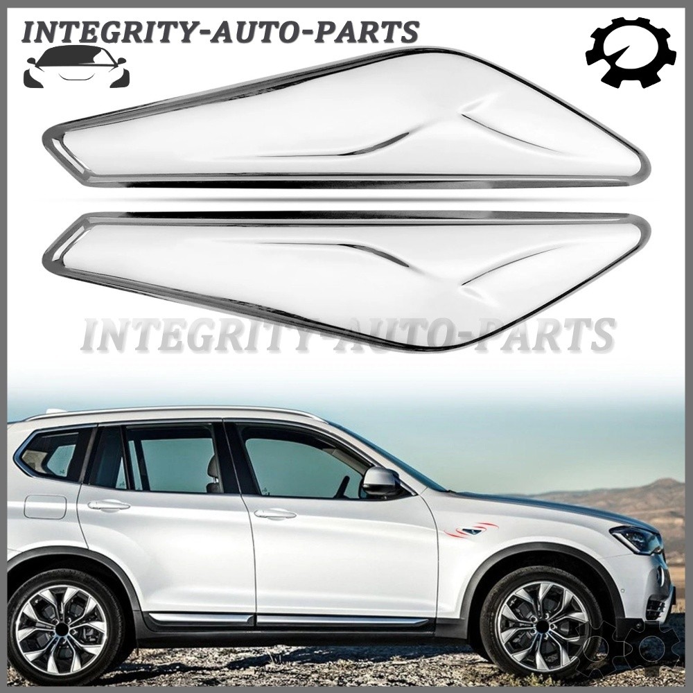 Left + Right Side Fender Chrome Emblem Moulding For BMW X3 F25 X4 F26 2015-2017