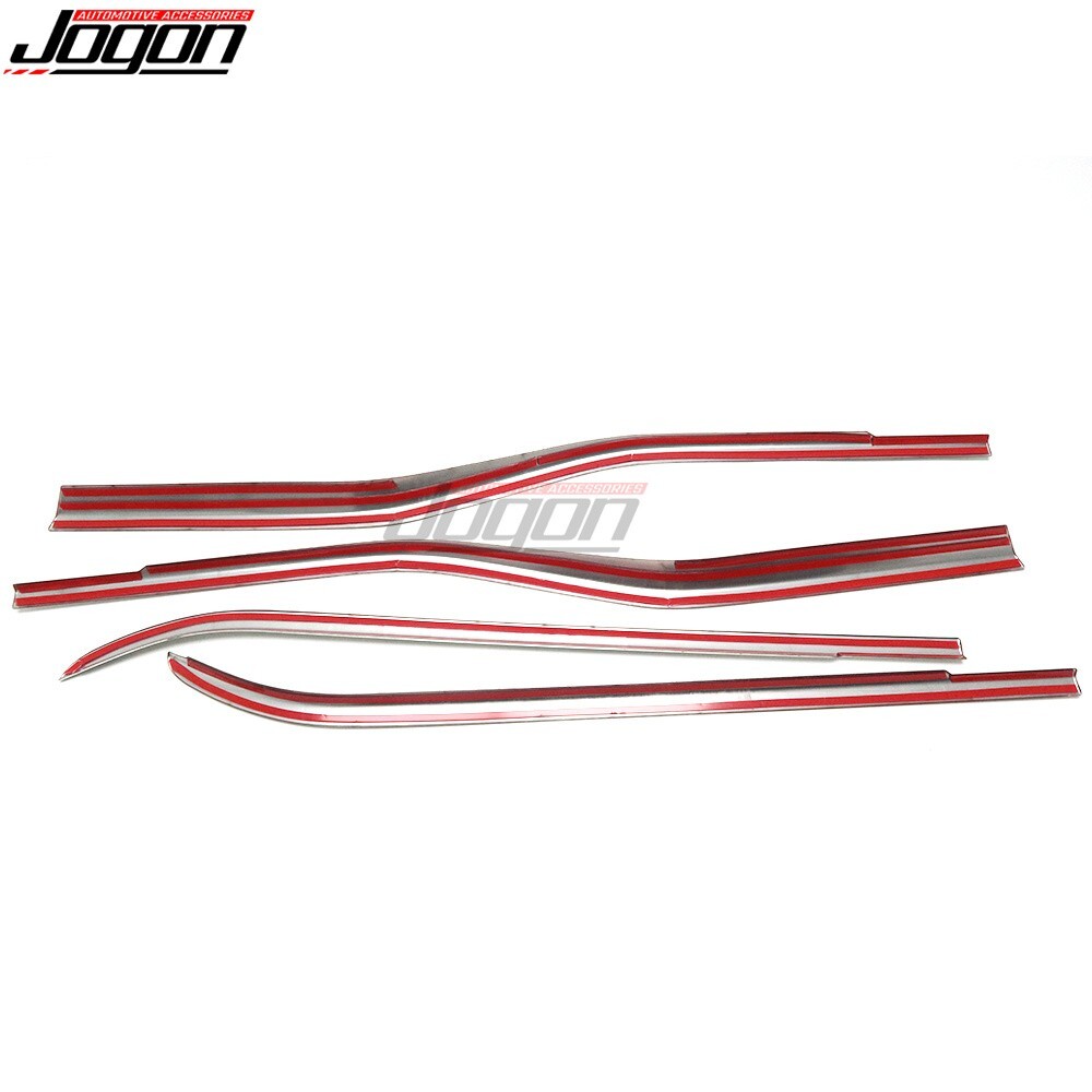 Chrome Side Window Sill Strip Covers 4-Door For Ford F-150 Raptor Lariat 2021-25
