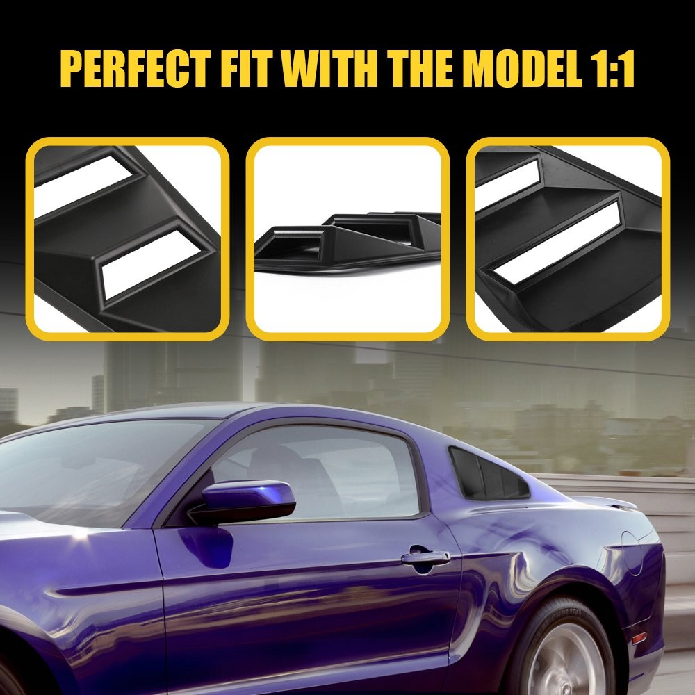 For 2005-2014 Ford Mustang Pair Car Side Window Louvers Scoop Cover Vent Black