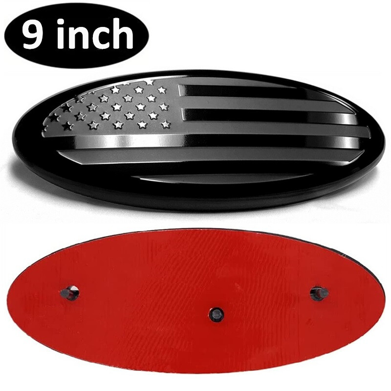 9 Inch Front Grill Black US Flag Tailgate Oval Emblem For Ford F150 2004-2014