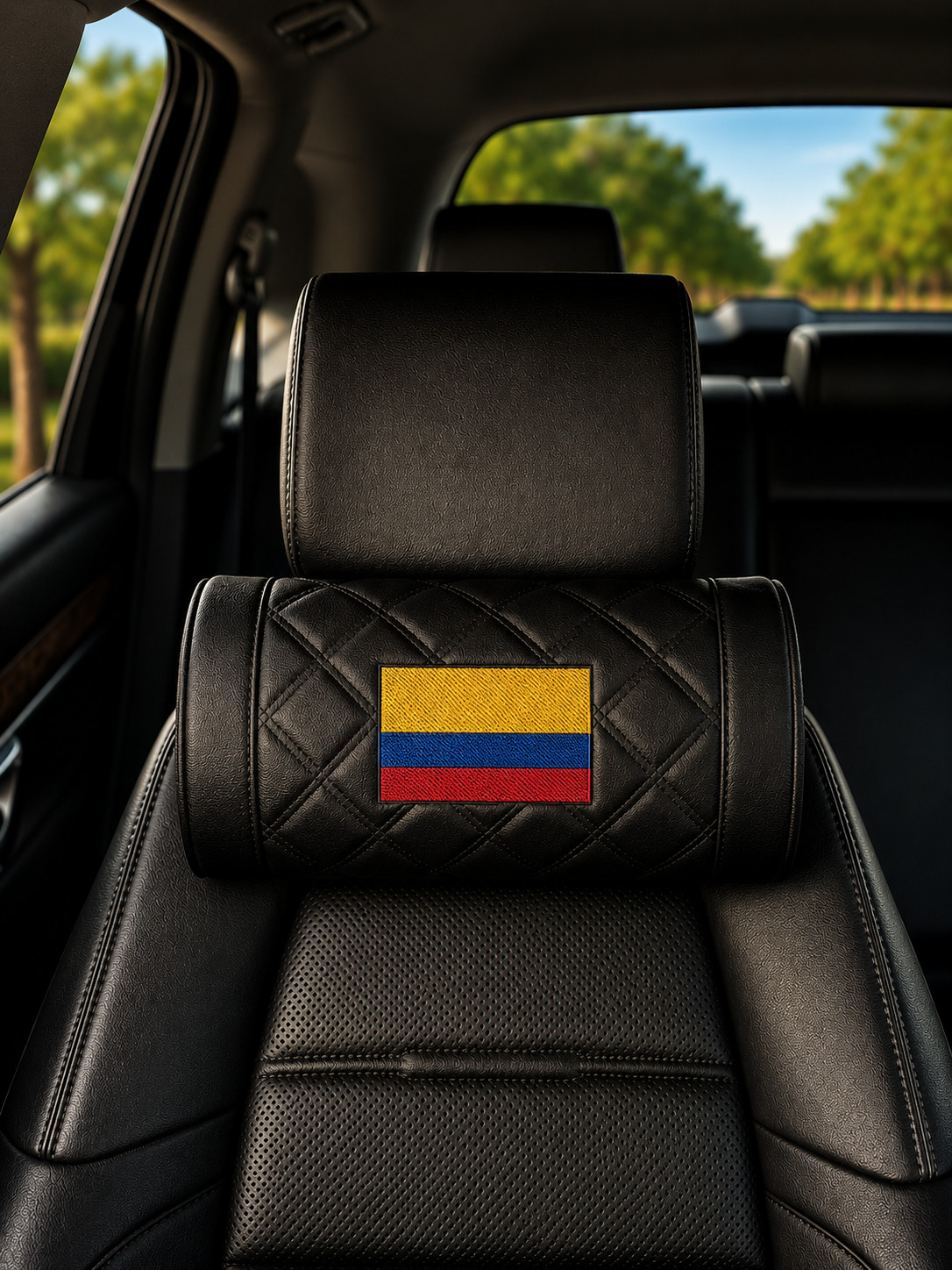 Colombia Flag Luxury Leather Car Seat Headrest Cushion Neck Support Pillow X2