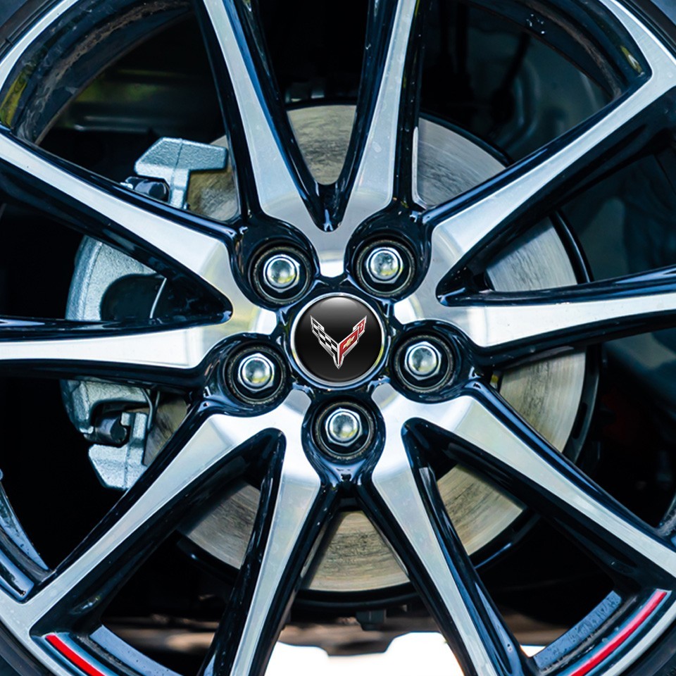 4pcs Wheel Center Cap Stickers for Corvette Car Rim Hub Logo Decals Badge