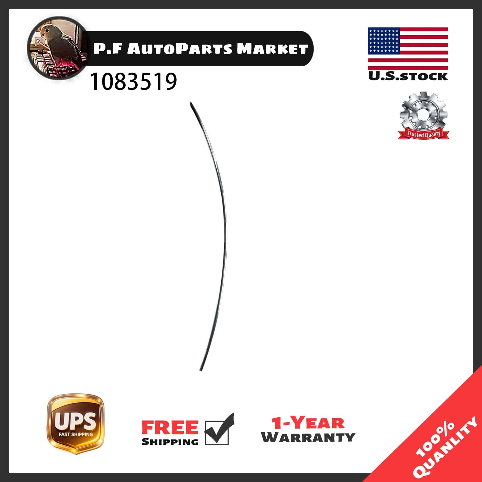 For 17-23 Tesla Model 3 Left Driver Side Black Upper Roof Molding 1083519-00-D