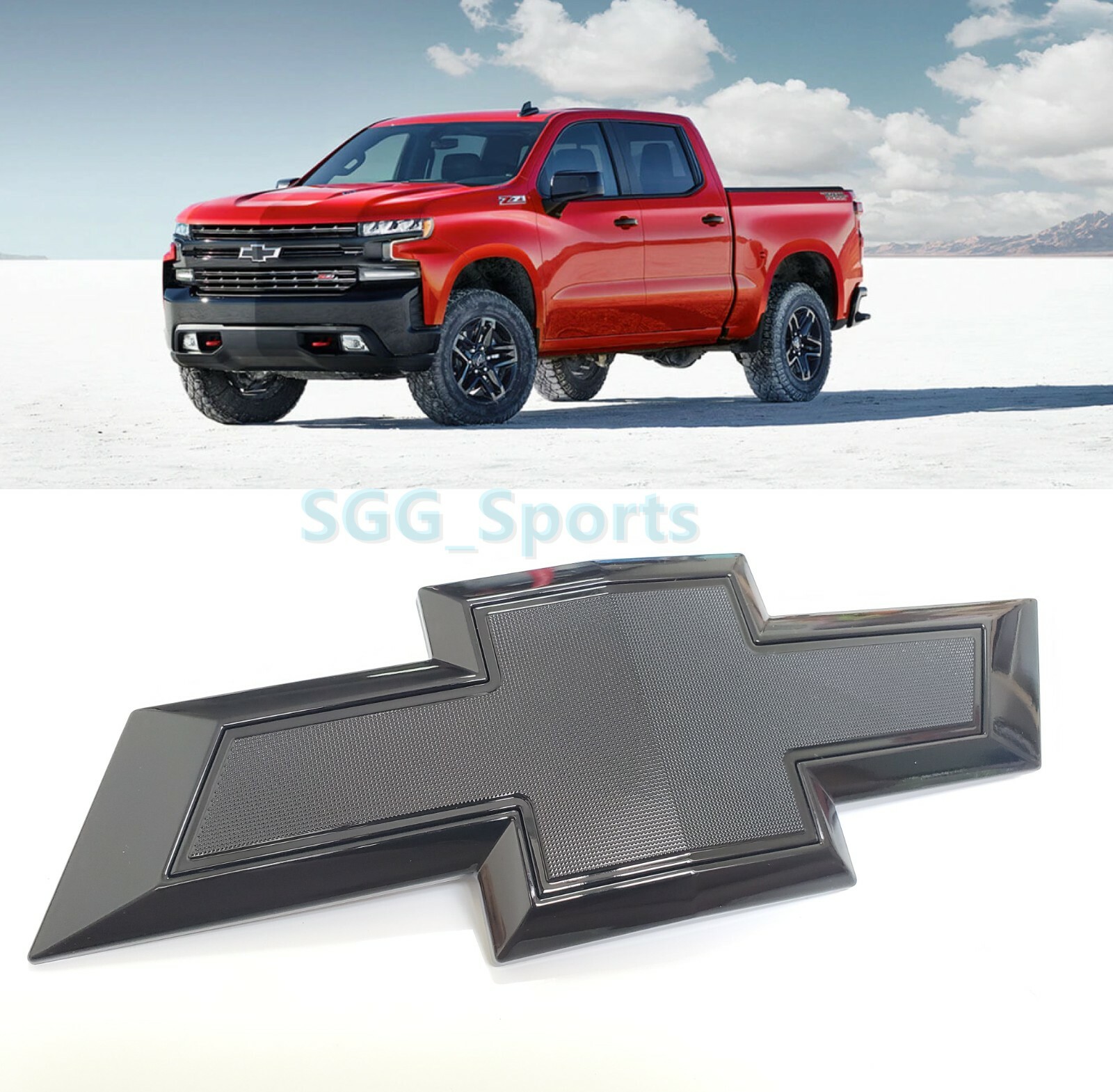 2019-2021 Chevrolet Silverado 1500 Bowtie Front Grille Emblem Badge Gloss Black