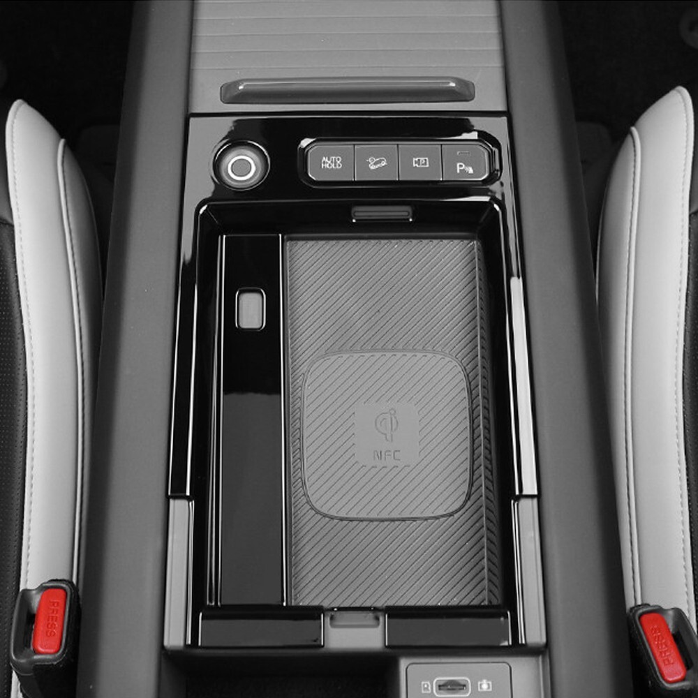 Black Central Control Wireless Charger Panel Cover Trim For Kia EV9 Accessories
