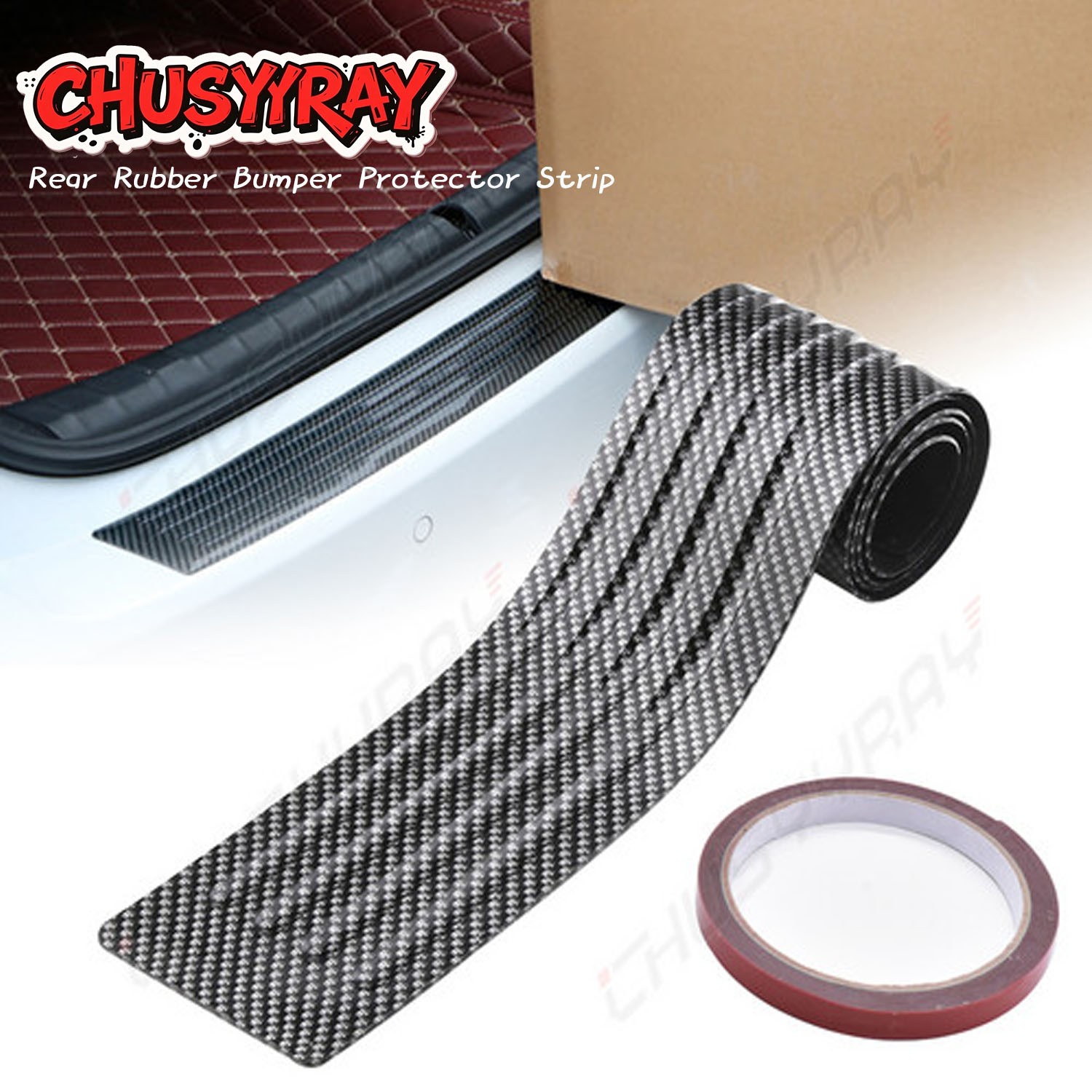 Car Rear Bumper Protector Guard, Carbon Fiber Anti-Scratch Trunk D Size: 90x7cm