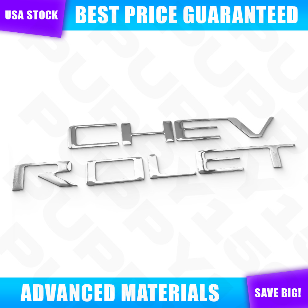 For Chevrolet Raised Letters Silverado 2019+ Rear Tailgate Glossy Chrome Emblems