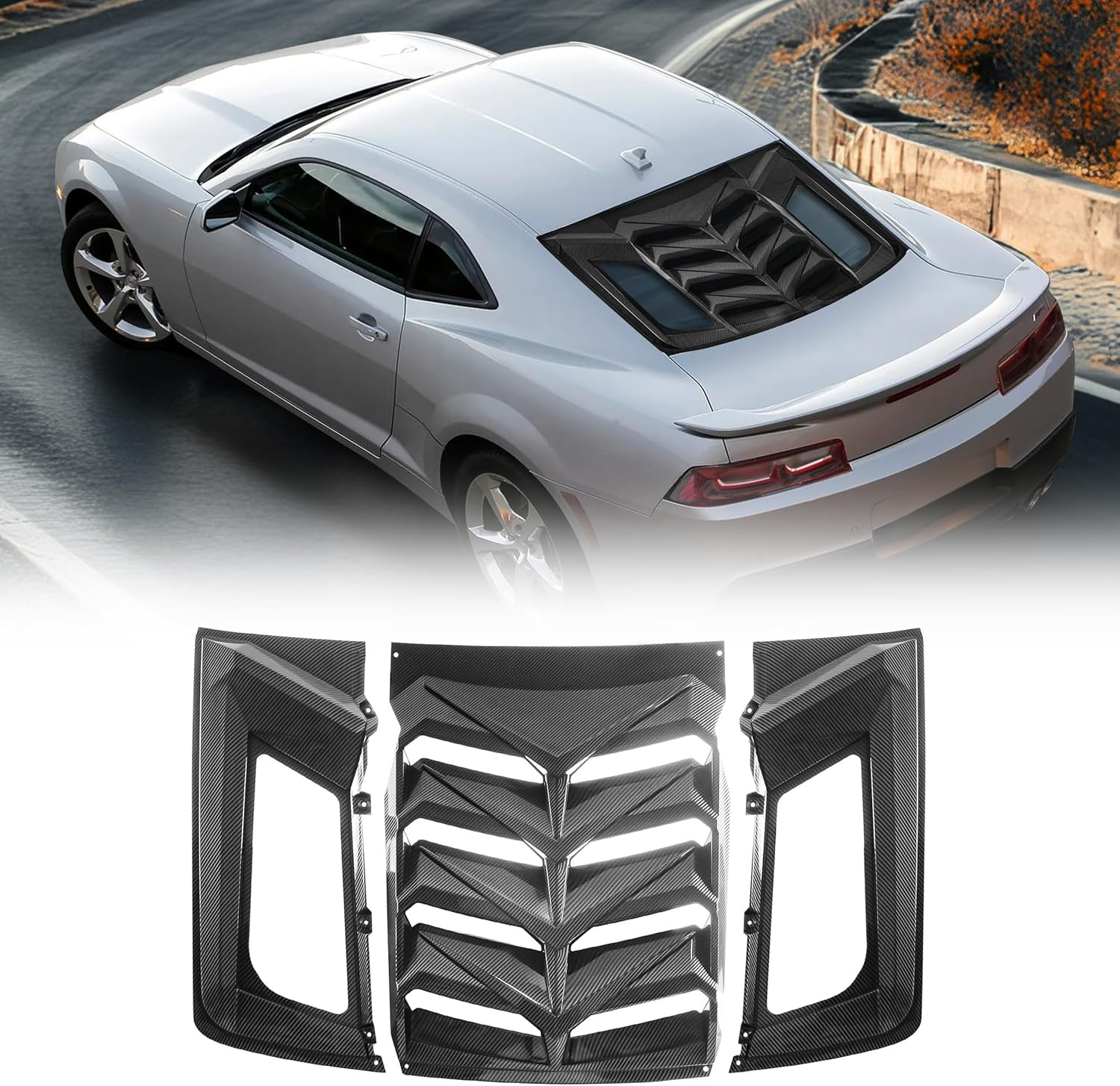 Rear Window Louver Sun Shade Cover For Chevy Camaro 2016-2022 GT Lambo Style