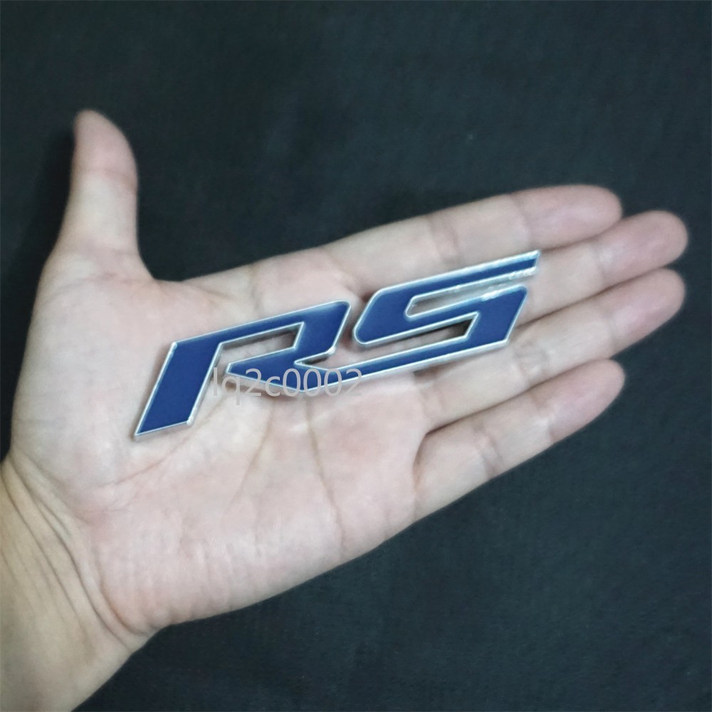 1x Chrome Blue Silver RS Metal Badge Sticker Emblem Decal Sports Racing Motor GT