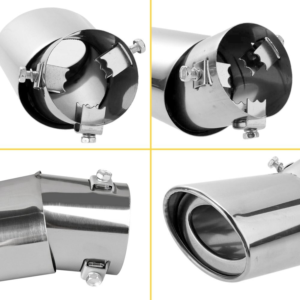 Car Exhaust Tip Pipe Rear Tail Throat Muffler Steel Stainless Round Accessorie D