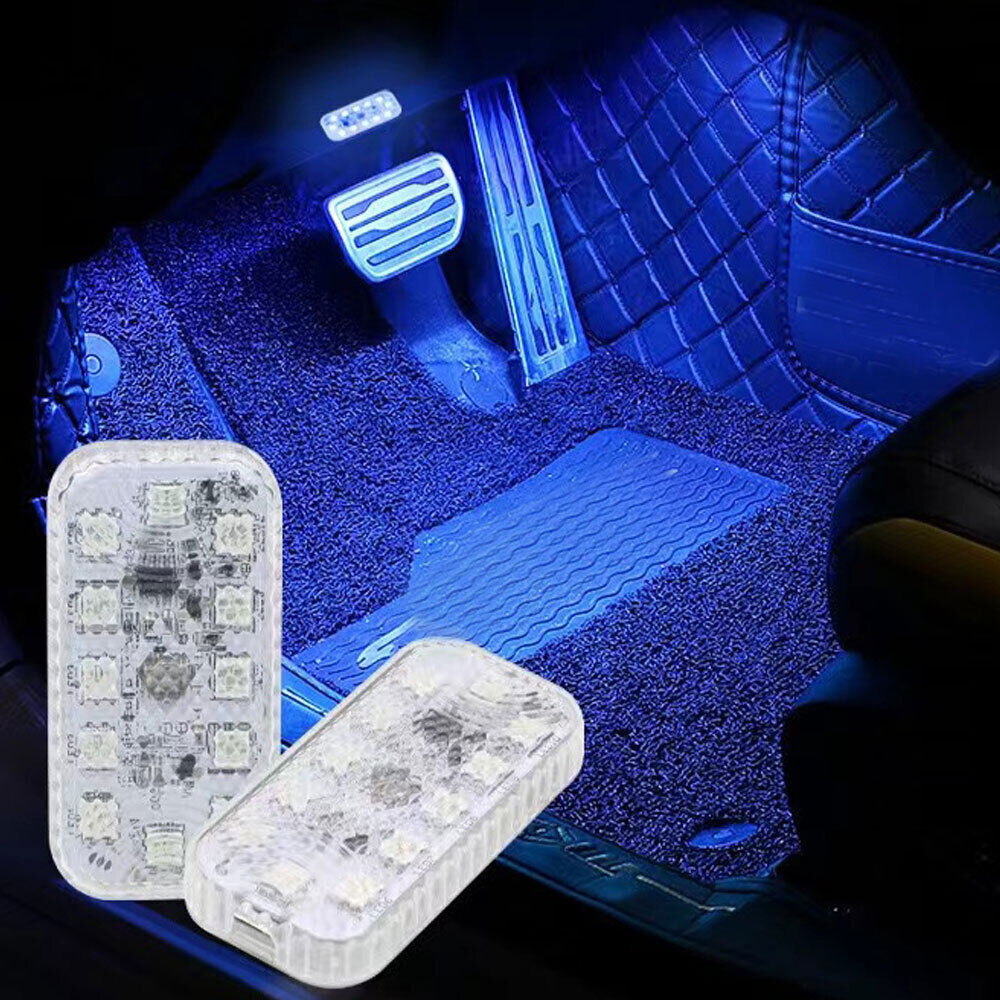 2×Multicolor LED Light Car Atmosphere Ambient Lights Bright Lamp Car Accessories