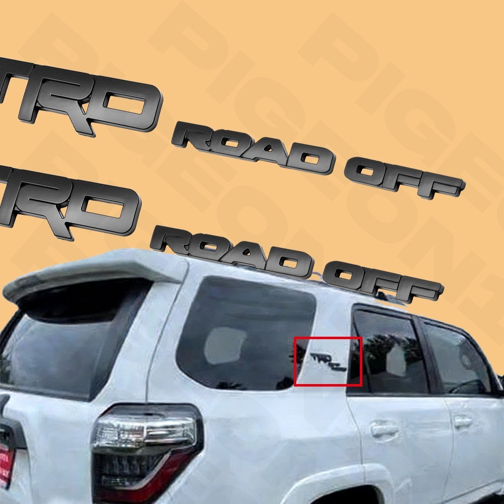 2PCS For 4RUNNER OFF ROAD BLACK EMBLEM LEFT RIGHT SIDE BADGE OVERLAY NAMEPLATE