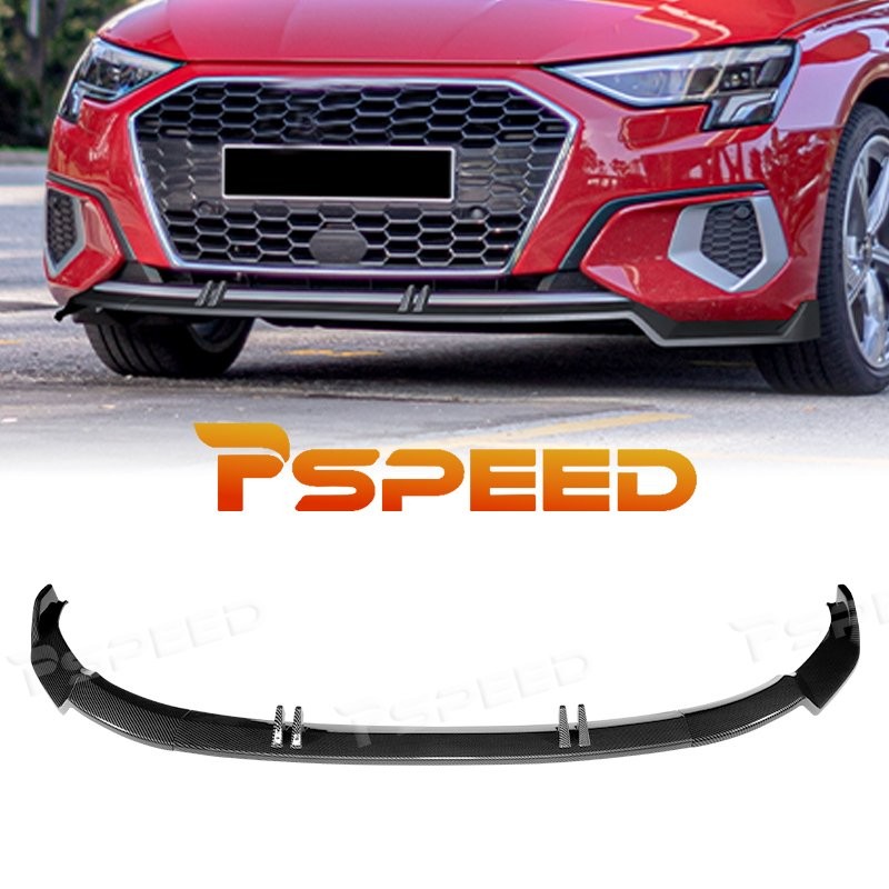 For Audi A3 Sedan 2022-2024 STP-Style Carbon Style Front Bumper Spoiler Lip Kit