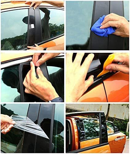 6Pcs Piano Black Door Window B-Pillar Posts Cover Trim For 2016-2020 Honda Civic