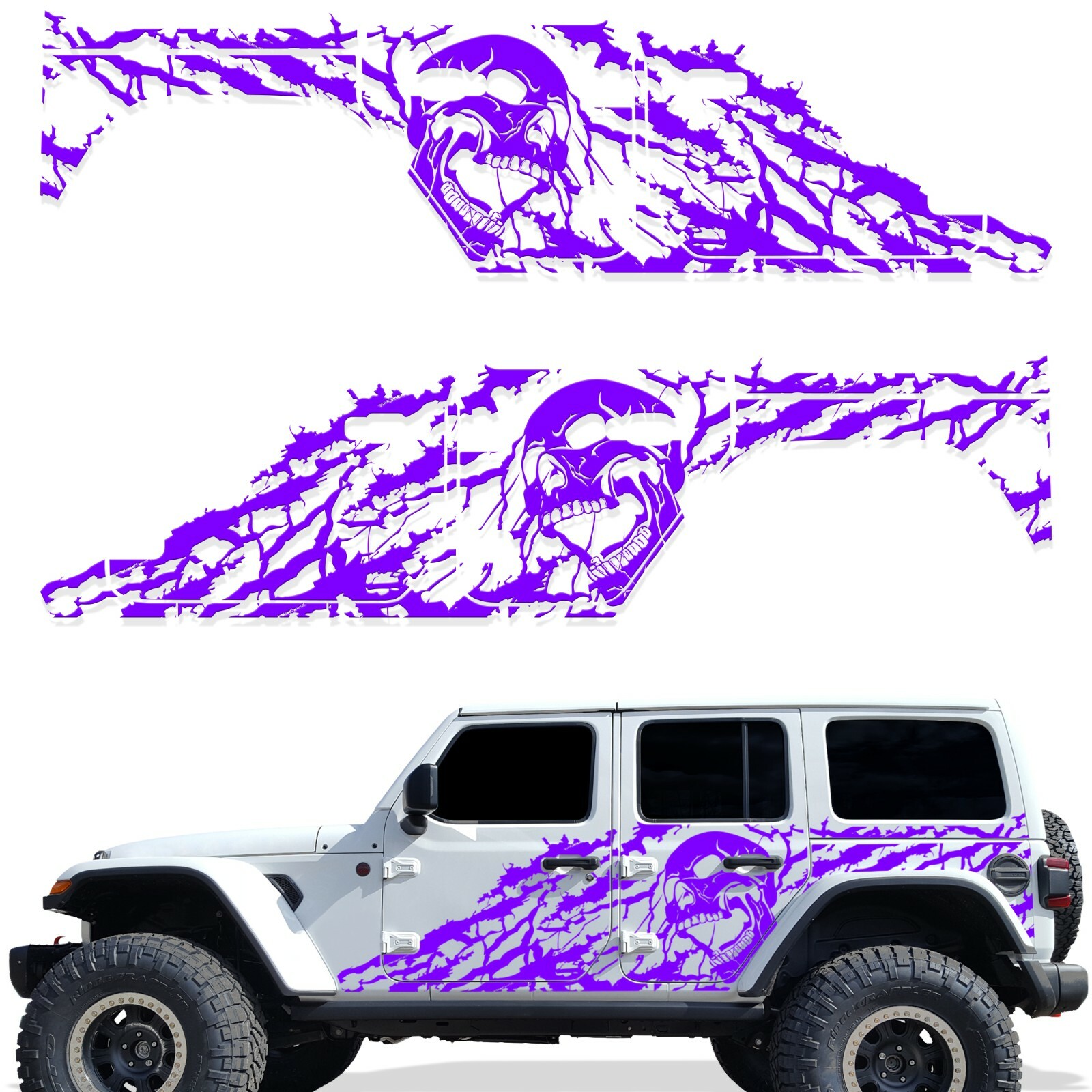 Custom Vinyl Decal Wrap Kit for 4D 18-21 Jeep Wrangler Rubicon NIGHTMARE PURPLE