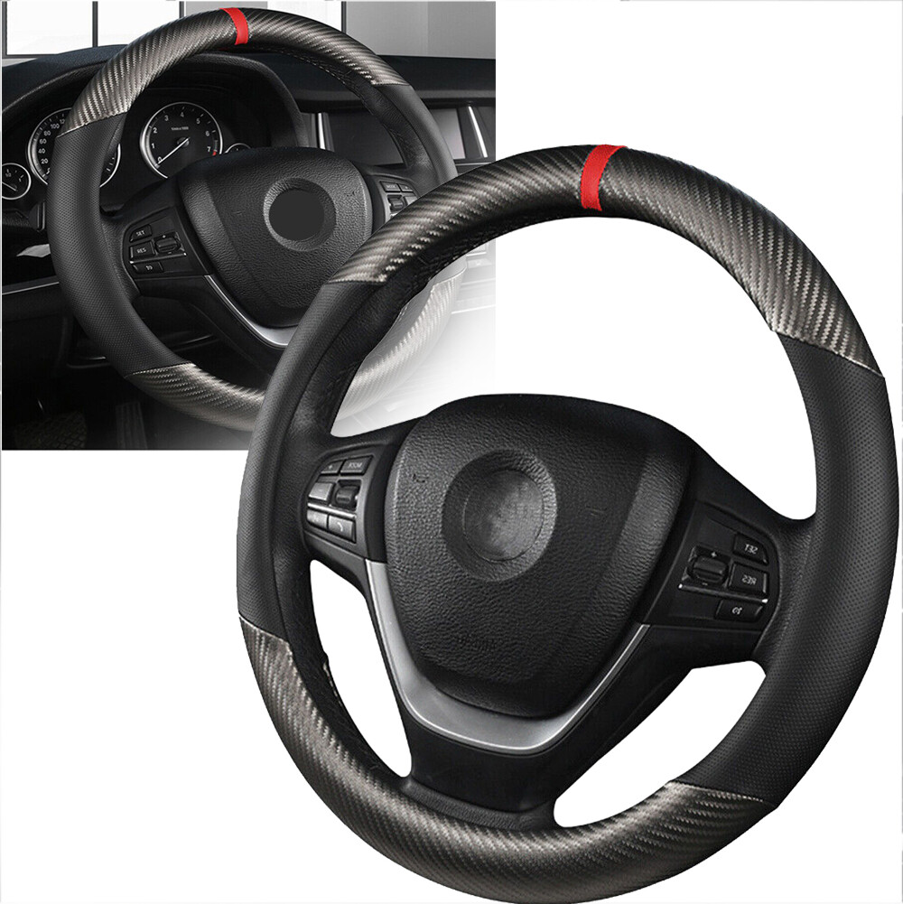 For TOYOTA Carbon Fiber Leather Car Steering Wheel Cover Anti slip Accessories