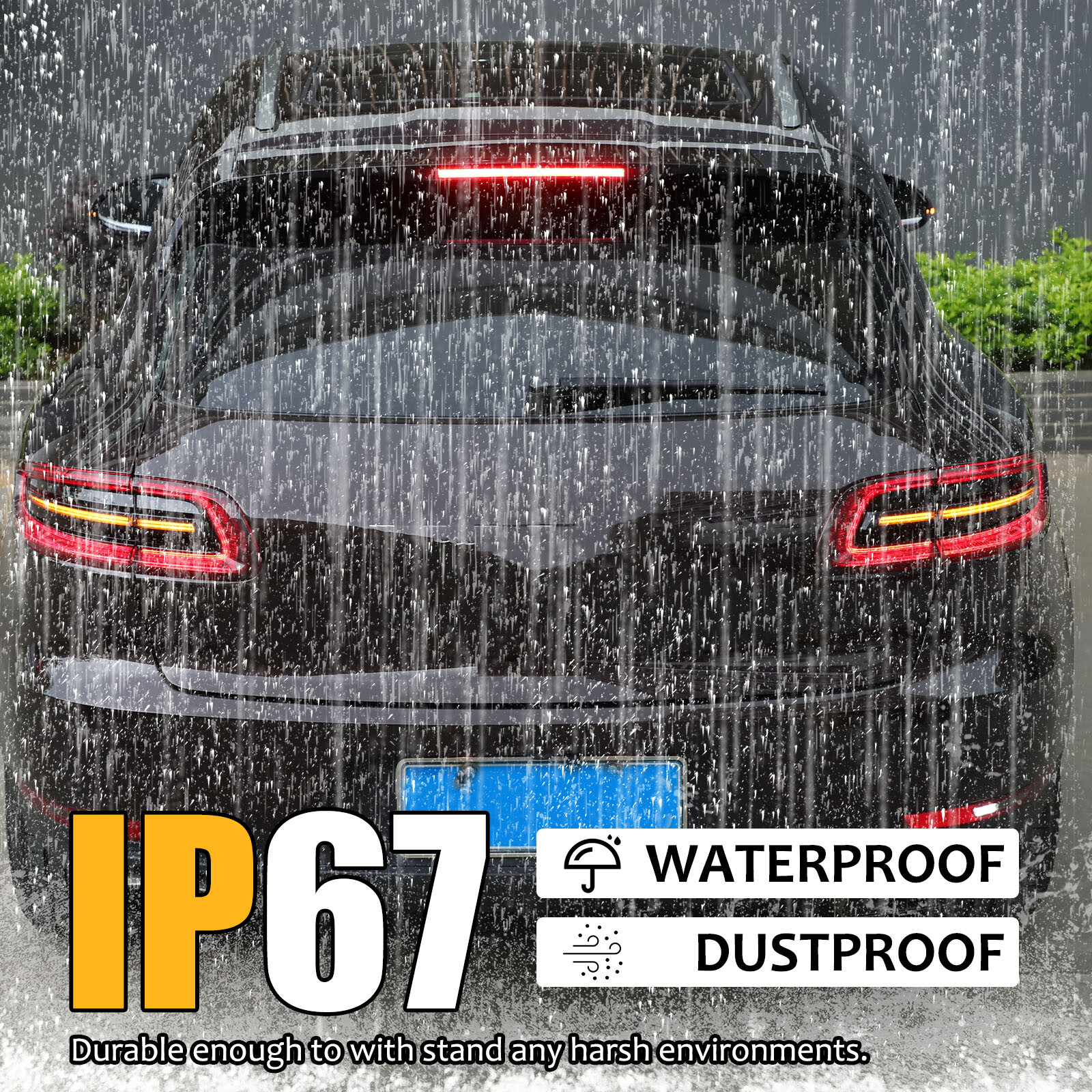 Smoked Black Rear Tail Light Guard Cover Trim For Porsche Macan 95B 2015-2018