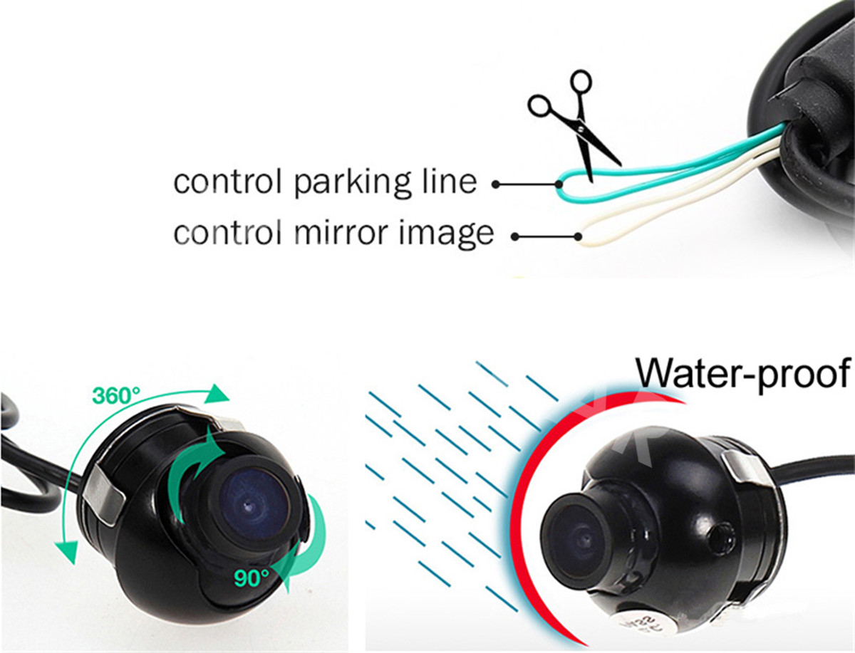 Car Camera Rear View Backup Reverse Parking Cam Night Vision NTSC Rotating Lens