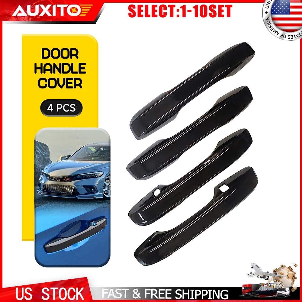 Fit Honda Civic 11th Gen 2022-2025 Gloss Black Door Handle Covers Trim Set 4-40X