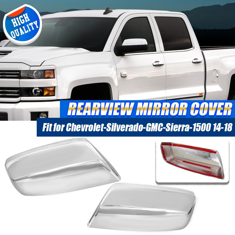 Fits 2014~2018 Chevy Silverado / GMC Sierra CHROME Top Half Mirror Covers Cap US