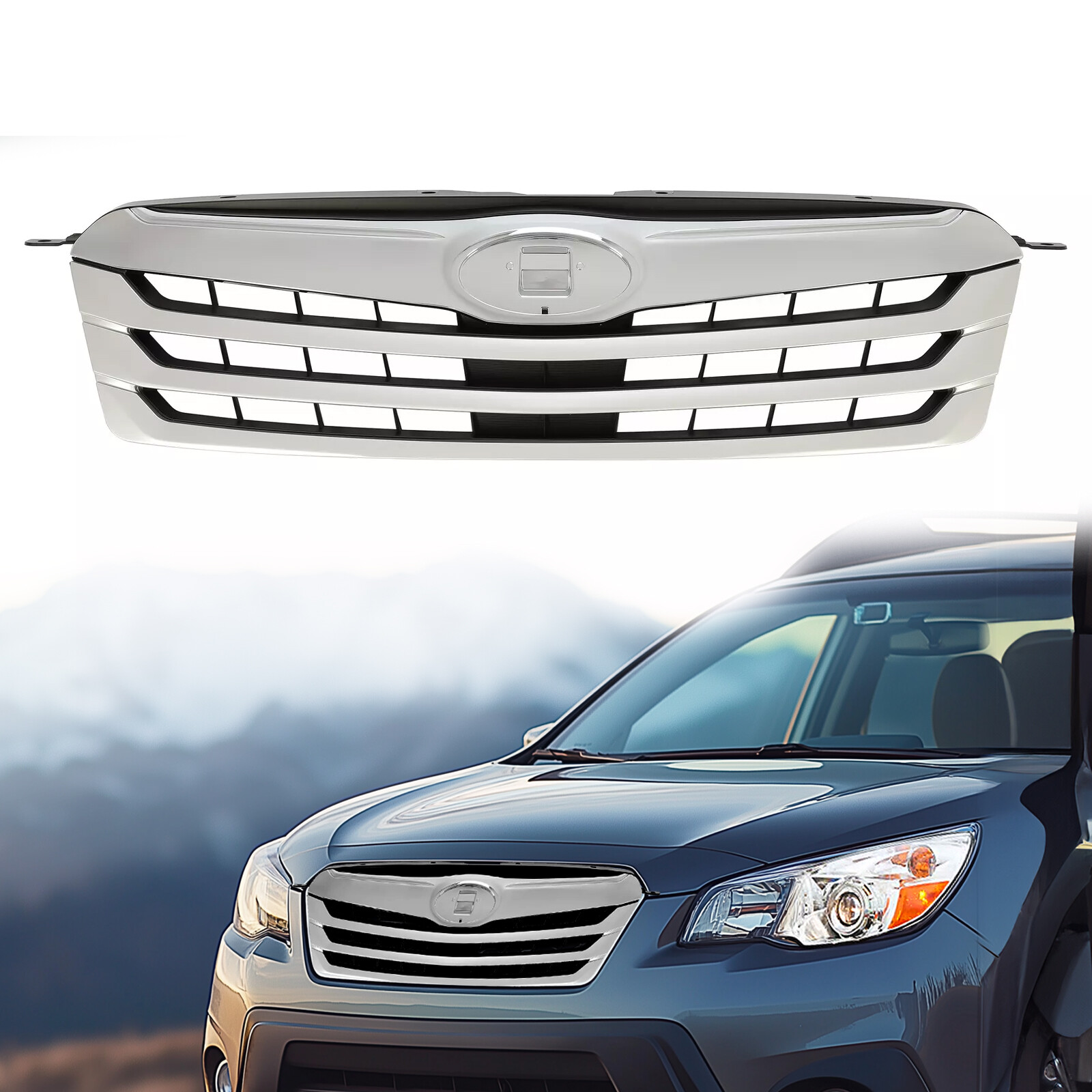 For Subaru Outback 2010 2011 2012 #91121AJ04B Chrome Front Upper Grille Assembly