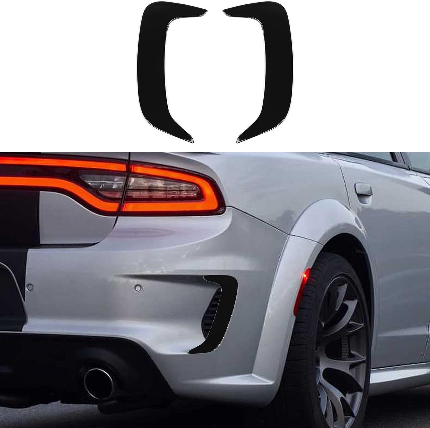 Rear Bumper Side Fin Air Vent Outlet Cover Trim Fit For Dodge Charger 11+ Black