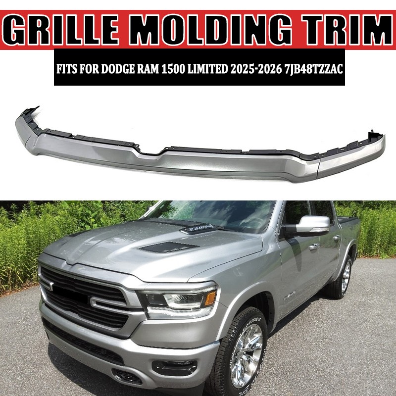 ABS For RAM 1500 2025 2026 Billet Silver Front Bumper Grille Hood Molding Trim