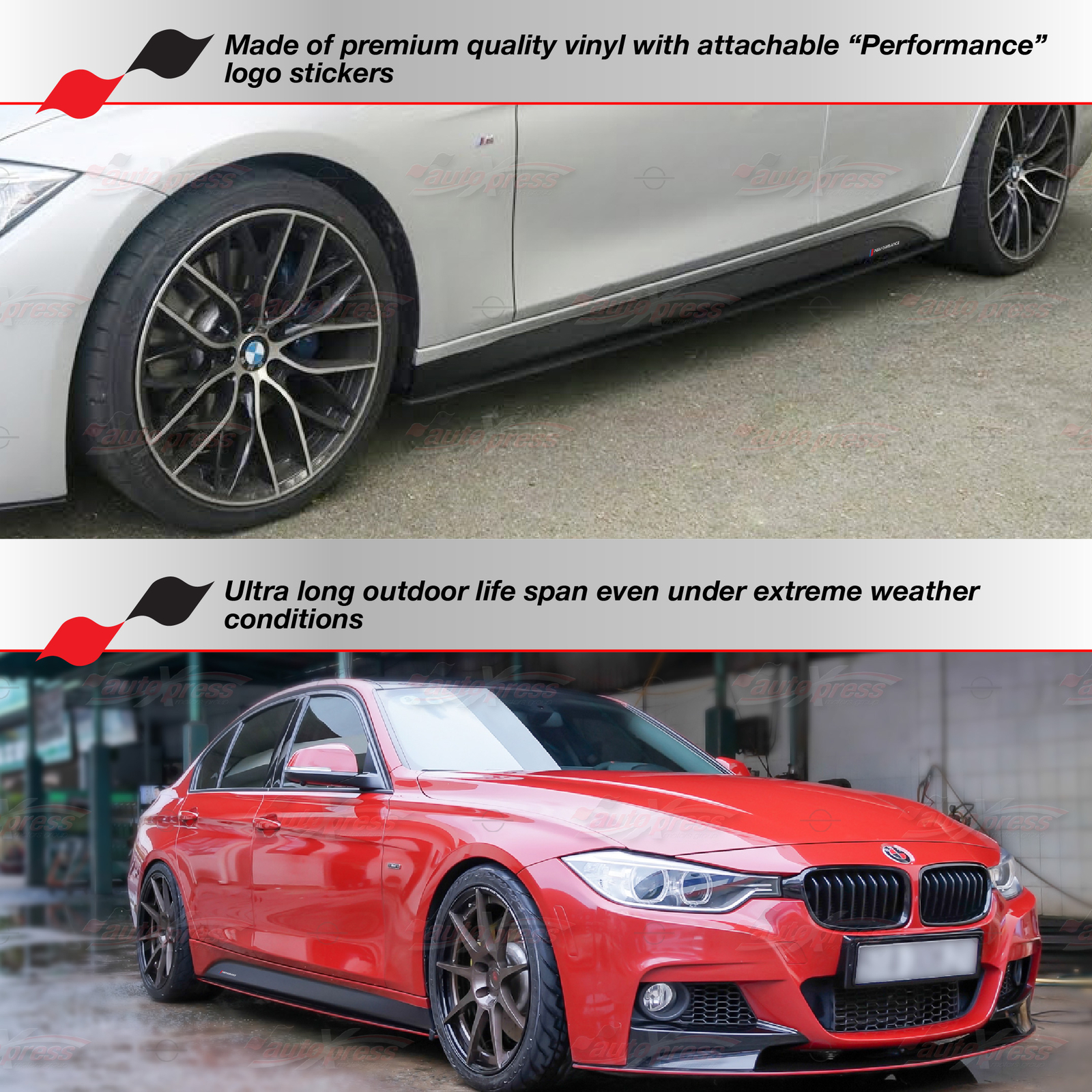 Performance Side Skirt Decal GLOSS BLACK Vinyl Sticker for BMW F30 F31 F34 3 Ser