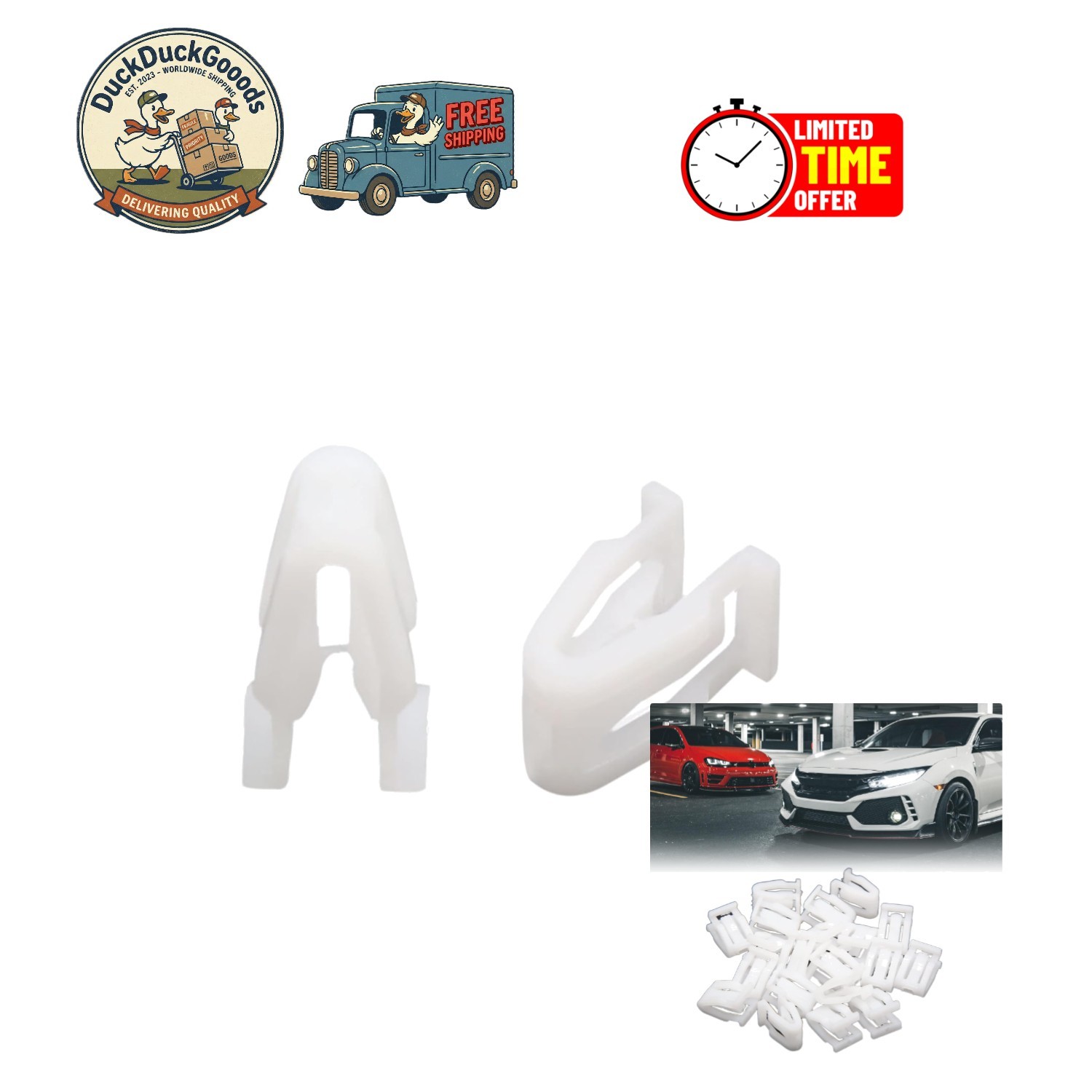 20PC White Plastic Fasteners for Auto Trim & Dashboard – Durable & Versatile