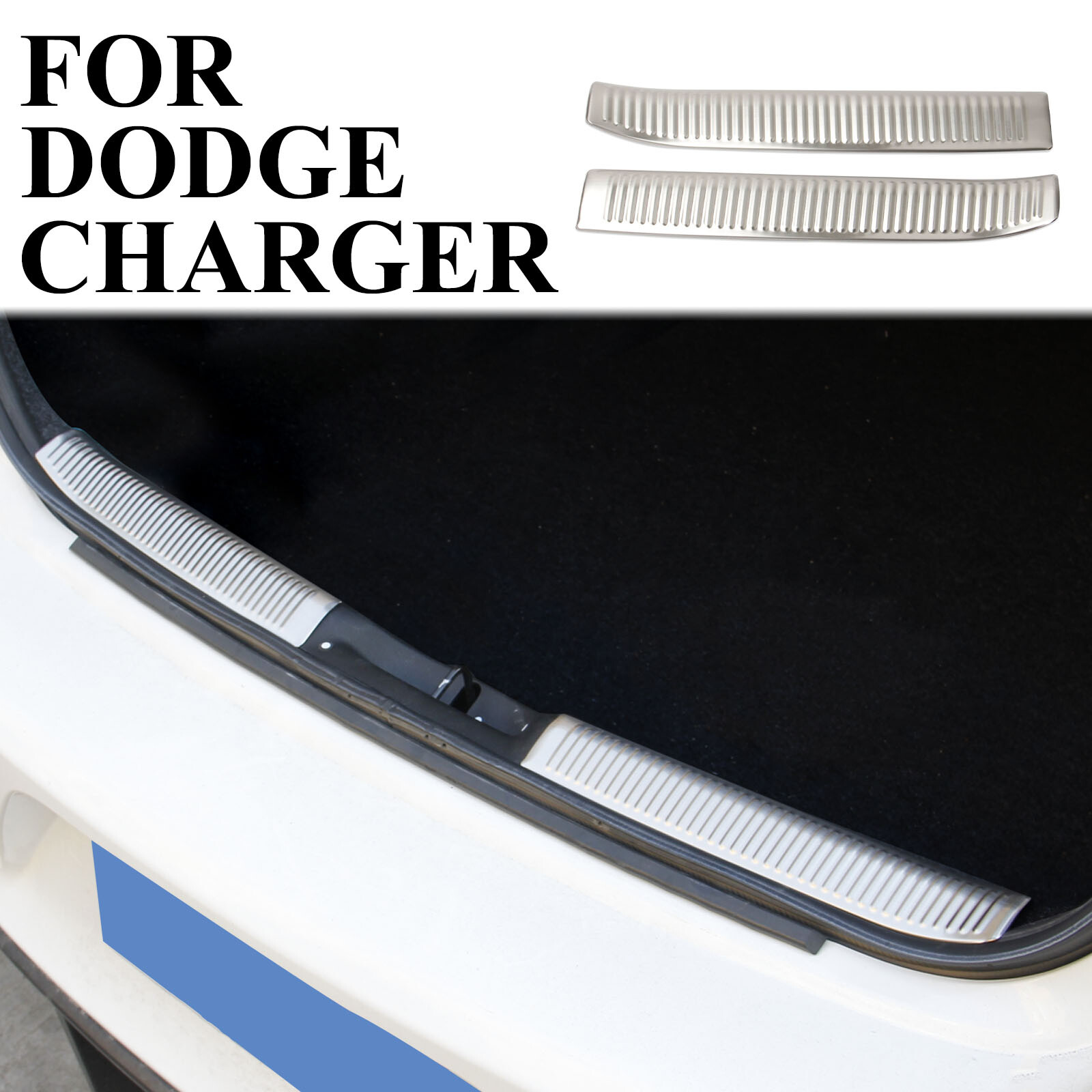 Silver Stainless Steel Rear Trunk Inner Sill Protector Guard for Dodge Charger